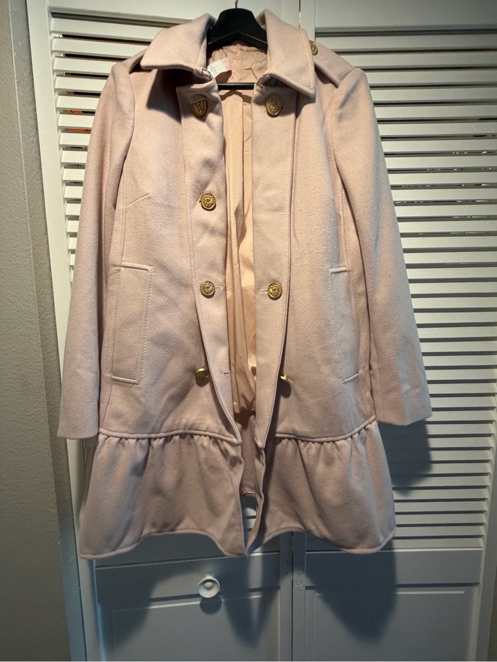 RED VALENTINO Women's Pink Peplum Wool-Blend Coat